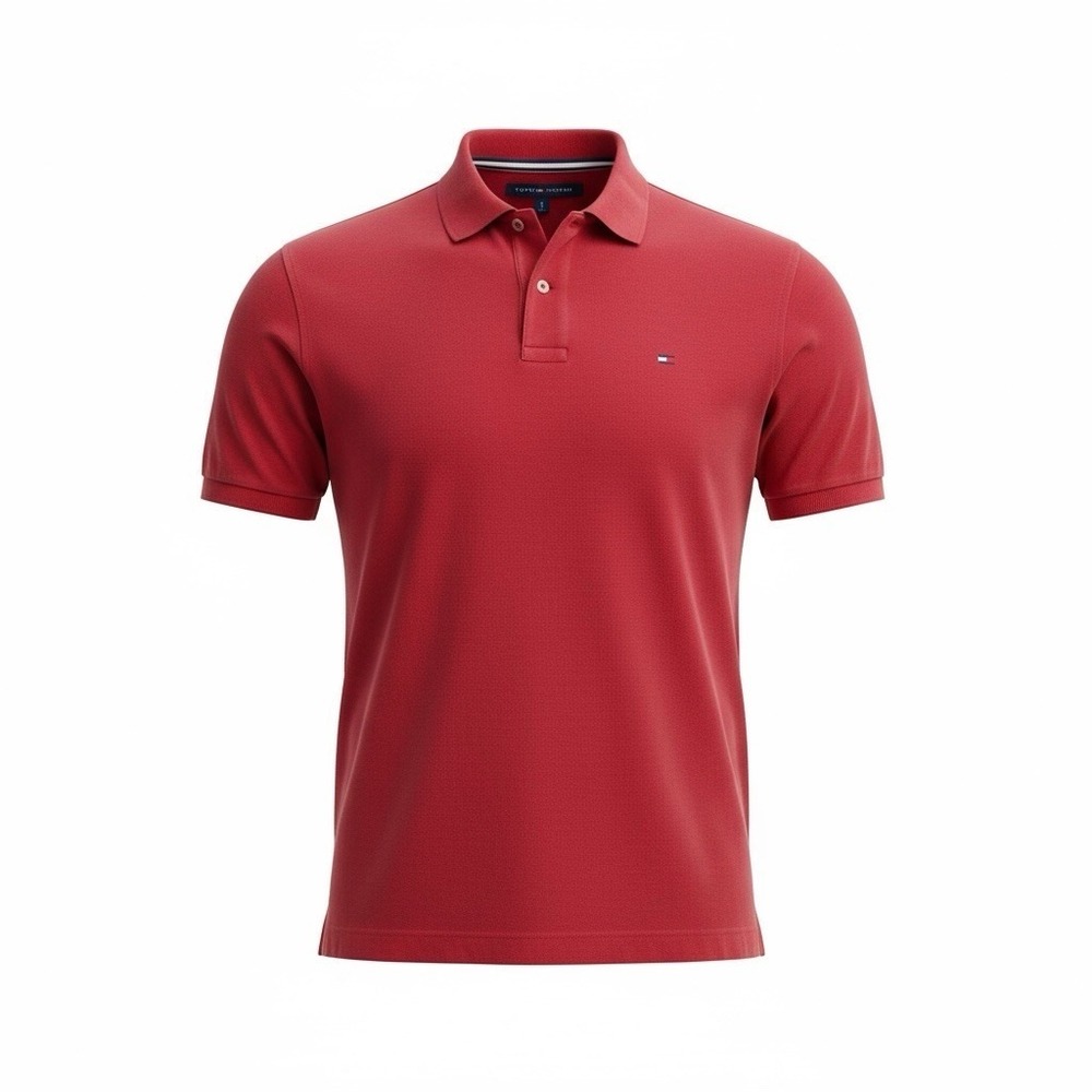 Tommy Hilfiger Polo Shirt Men's Extra Large XL Red Custom Fit Logo Cotton Preppy